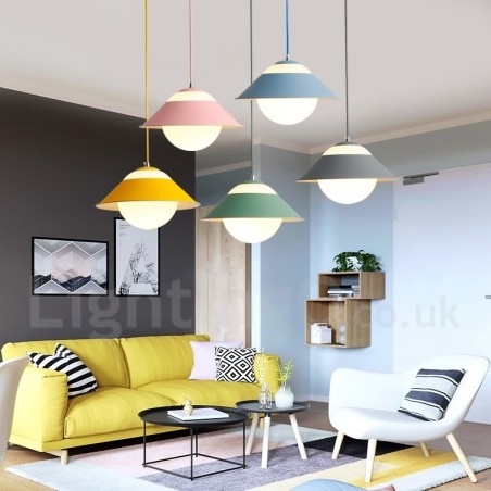 Lampada a sospensione moderna in vetro e acciaio Ø 25 cm E27 2 lampadine
