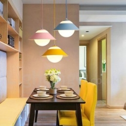 Lampada a sospensione moderna in vetro e acciaio Ø 25 cm E27 2 lampadine