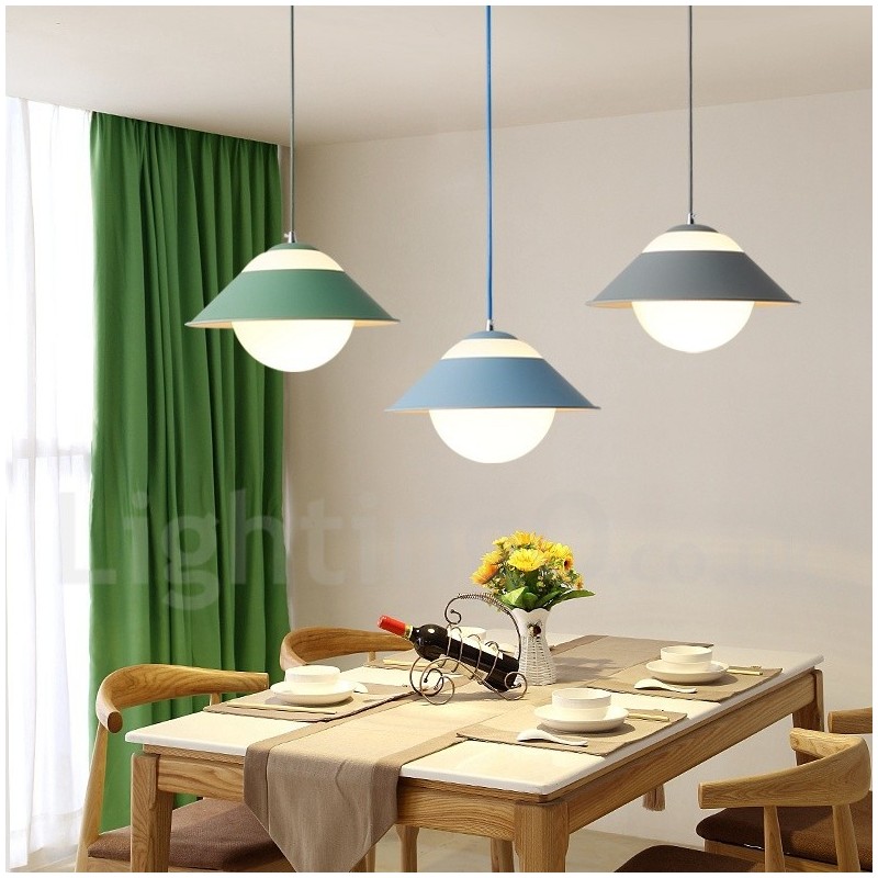 Lampada a sospensione moderna in vetro e acciaio Ø 25 cm E27 2 lampadine