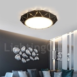 Plafoniera moderna in acciaio e acrilico Ø 48 cm H 8 cm per 2 lampadine LED