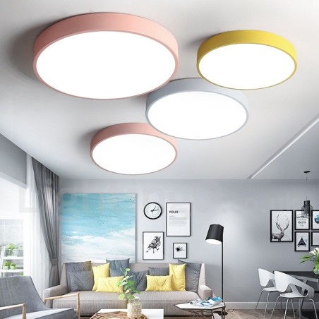 Plafoniera moderna in acciaio e acrilico multicolore Ø 40 cm H 5 cm 2 lampadine