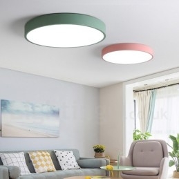 Plafoniera moderna in acciaio e acrilico multicolore Ø 40 cm H 5 cm 2 lampadine