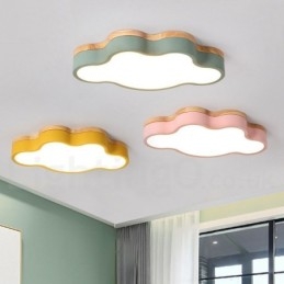 Plafoniera Macaron multicolore moderna contemporanea in acciaio e legno, altezza 7 cm