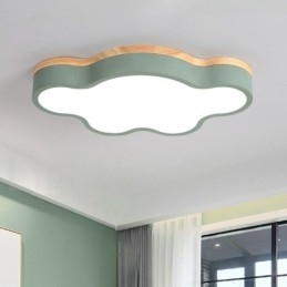 Plafoniera Macaron multicolore moderna contemporanea in acciaio e legno, altezza 7 cm