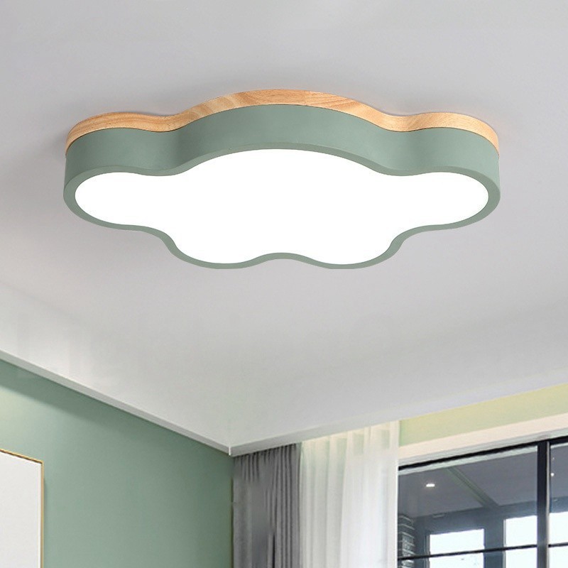 Plafoniera Macaron multicolore moderna contemporanea in acciaio e legno, altezza 7 cm