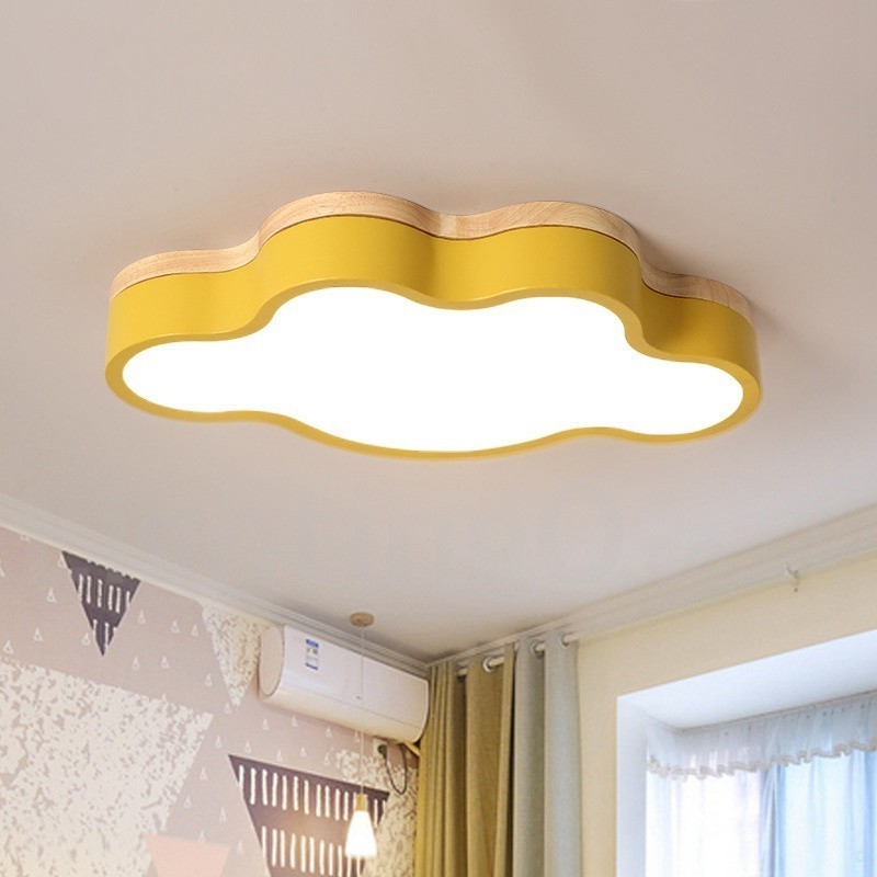 Plafoniera Macaron multicolore moderna contemporanea in acciaio e legno, altezza 7 cm