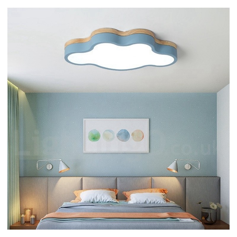 Plafoniera Macaron multicolore moderna contemporanea in acciaio e legno, altezza 7 cm