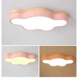 Plafoniera Macaron multicolore moderna contemporanea in acciaio e legno, altezza 7 cm