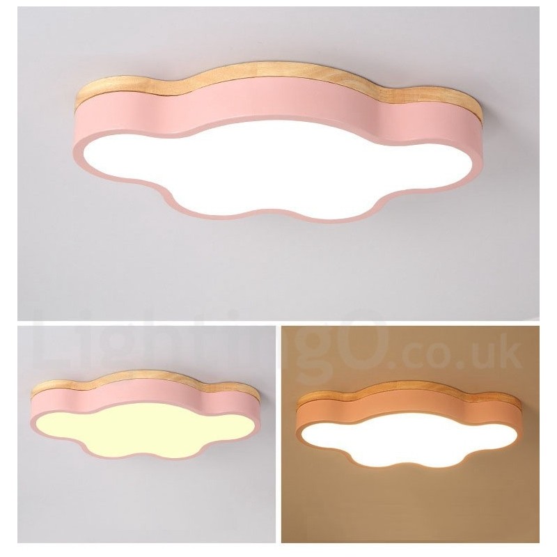 Plafoniera Macaron multicolore moderna contemporanea in acciaio e legno, altezza 7 cm