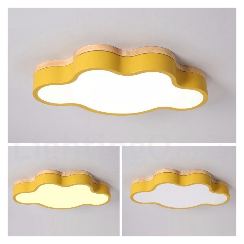 Plafoniera Macaron multicolore moderna contemporanea in acciaio e legno, altezza 7 cm