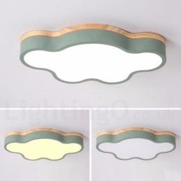 Plafoniera Macaron multicolore moderna contemporanea in acciaio e legno, altezza 7 cm