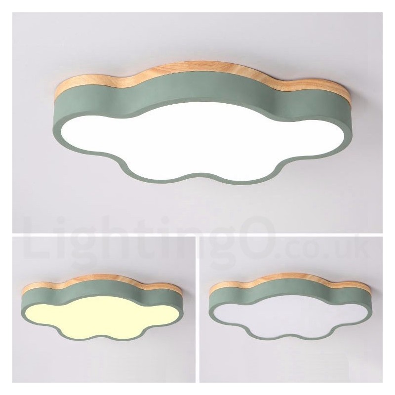 Plafoniera Macaron multicolore moderna contemporanea in acciaio e legno, altezza 7 cm