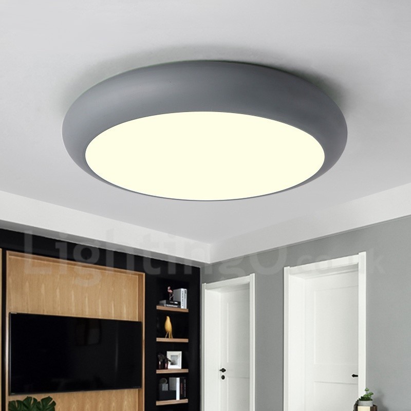 Plafoniera moderna contemporanea in acciaio e acrilico Ø 35 cm H 6 cm 2 lampadine
