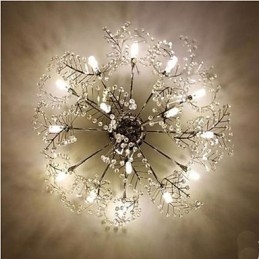 Lampadario a soffitto in cristallo inciso e acciaio inossidabile argento