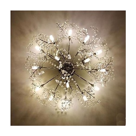Lampadario a soffitto in cristallo inciso e acciaio inossidabile argento