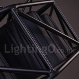 Lampadario a sospensione industriale in acciaio e tessuto 78 cm 22x E27