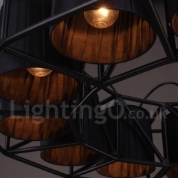 Lampadario a sospensione industriale in acciaio e tessuto 78 cm 22x E27