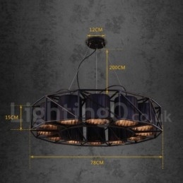 Lampadario a sospensione industriale in acciaio e tessuto 78 cm 22x E27