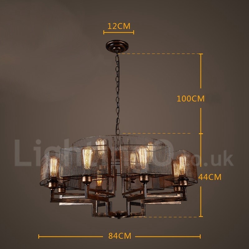 Lampadario a sospensione industriale in acciaio 84 cm 12x E27