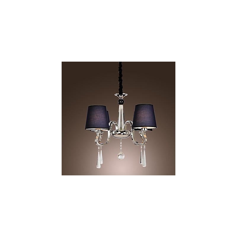 Lampadario vintage classico in tessuto e metallo dipinto, 4 luci