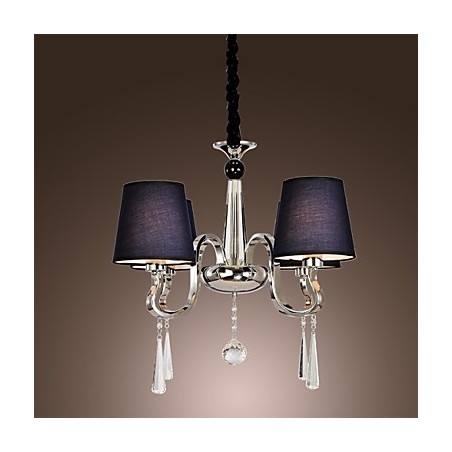 Lampadario vintage classico in tessuto e metallo dipinto, 4 luci