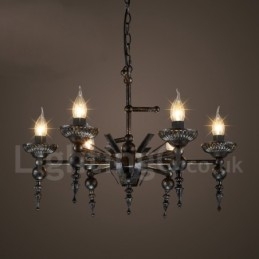 Lampadario a sospensione industriale in acciaio 6x E24 Ø 67 cm H 45 cm