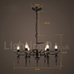Lampadario a sospensione industriale in acciaio 6x E24 Ø 67 cm H 45 cm