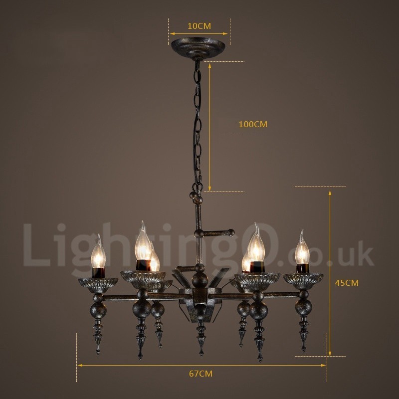 Lampadario a sospensione industriale in acciaio 6x E24 Ø 67 cm H 45 cm