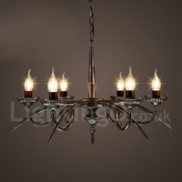 Lampadario a sospensione industriale in acciaio 6 lampadine E24 Ø 62 cm H 42 cm