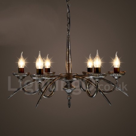 Lampadario a sospensione industriale in acciaio 6 lampadine E24 Ø 62 cm H 42 cm