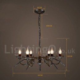 Lampadario a sospensione industriale in acciaio 6 lampadine E24 Ø 62 cm H 42 cm
