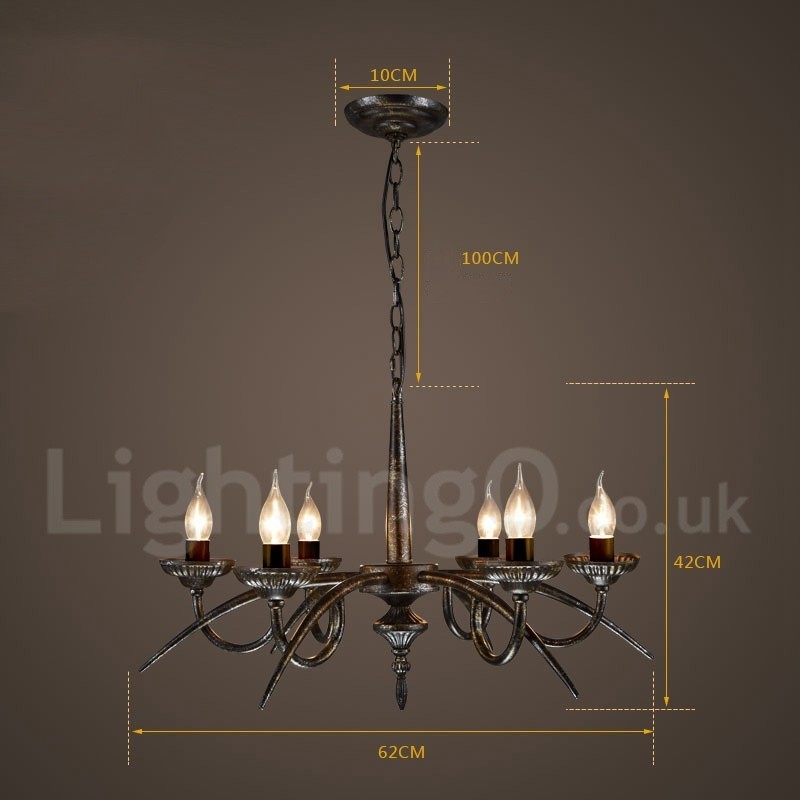 Lampadario a sospensione industriale in acciaio 6 lampadine E24 Ø 62 cm H 42 cm