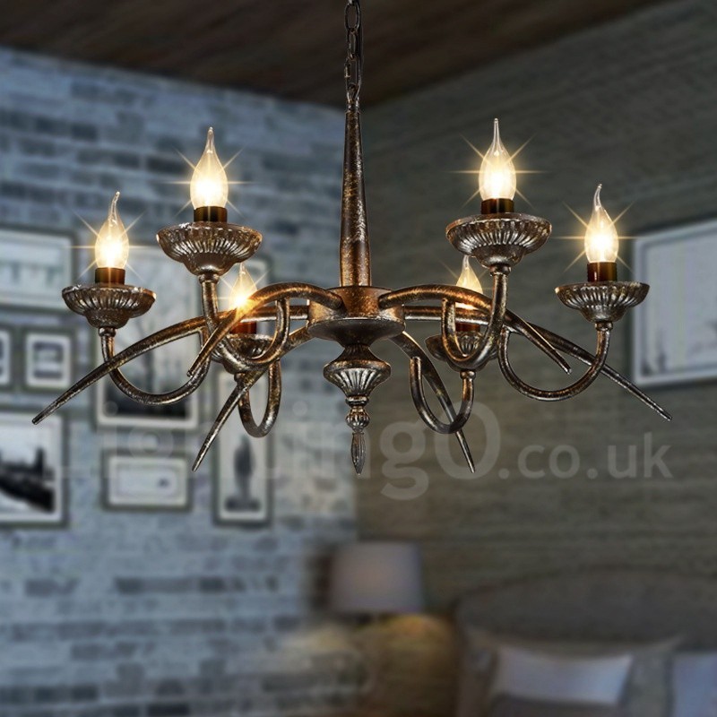 Lampadario a sospensione industriale in acciaio 6 lampadine E24 Ø 62 cm H 42 cm