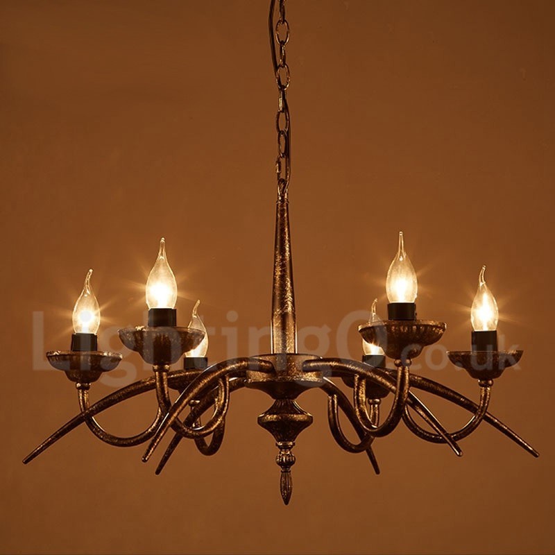 Lampadario a sospensione industriale in acciaio 6 lampadine E24 Ø 62 cm H 42 cm