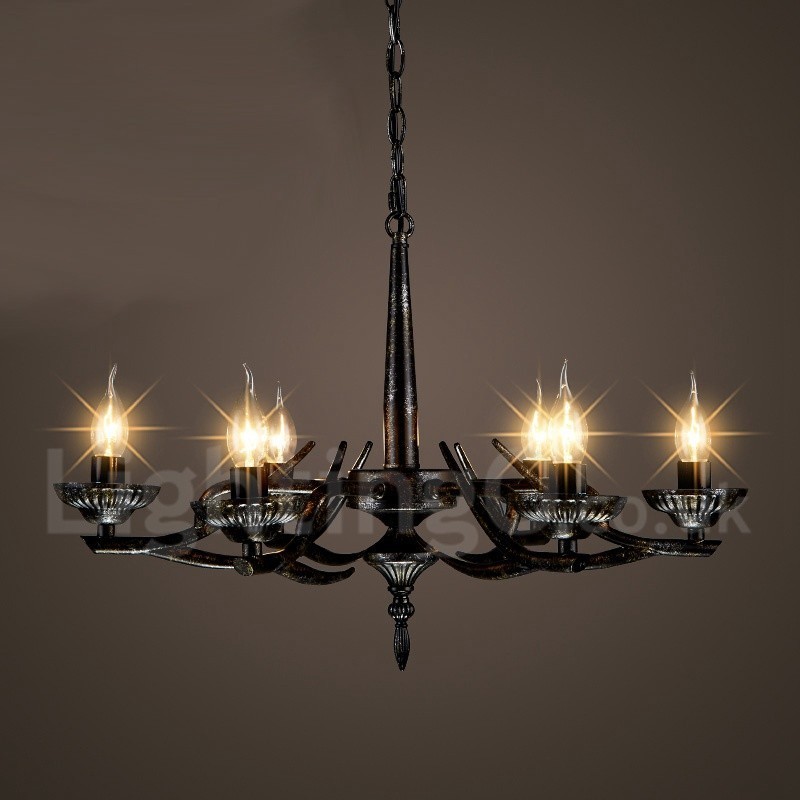 Lampadario a sospensione industriale in acciaio 6 lampadine E24 Ø 64 cm H 42 cm