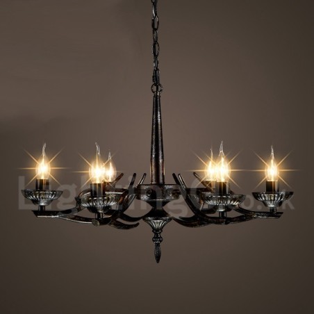 Lampadario a sospensione industriale in acciaio 6 lampadine E24 Ø 64 cm H 42 cm