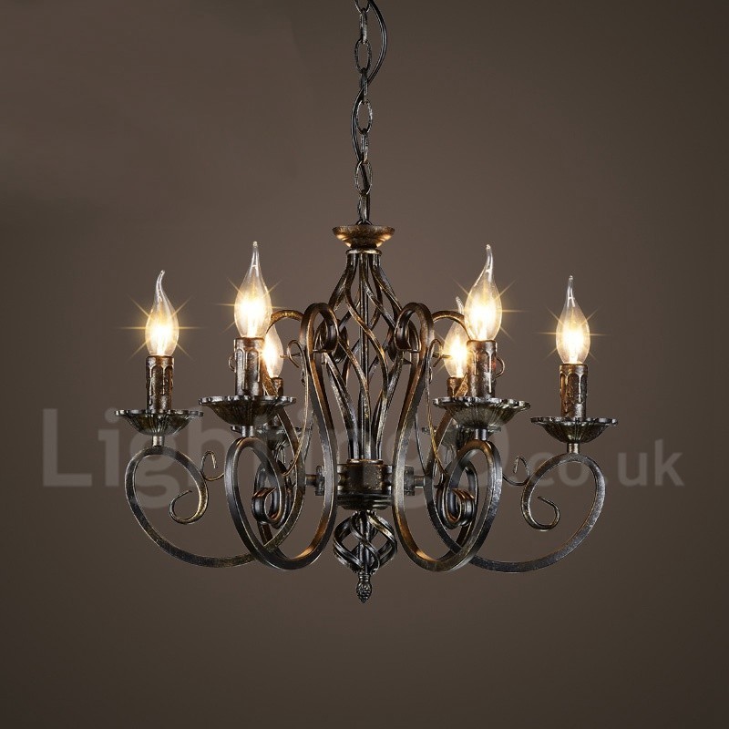 Lampadario industriale in acciaio 6 lampadine attacco E24 Ø52 cm H38 cm
