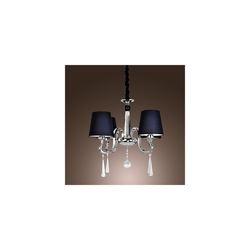 Lampadario vintage classico in tessuto e metallo dipinto, 4 luci