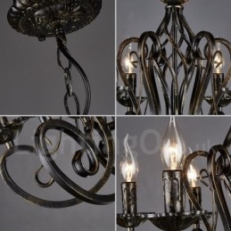 Lampadario industriale in acciaio 6 lampadine attacco E24 Ø52 cm H38 cm
