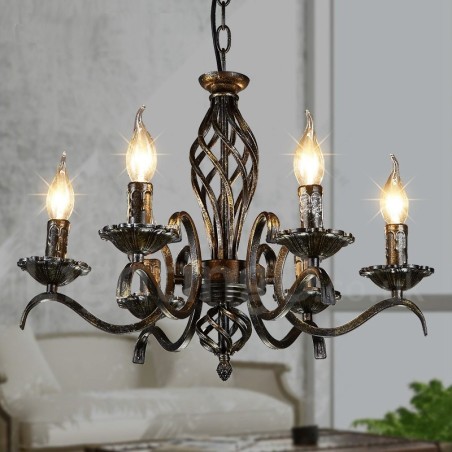 Lampadario a sospensione industriale in acciaio 6 lampadine E24 Ø 60 cm H 40 cm
