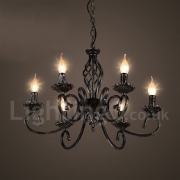 Lampadario a sospensione industriale in acciaio 6 lampadine E24 Ø 60 cm H 40 cm