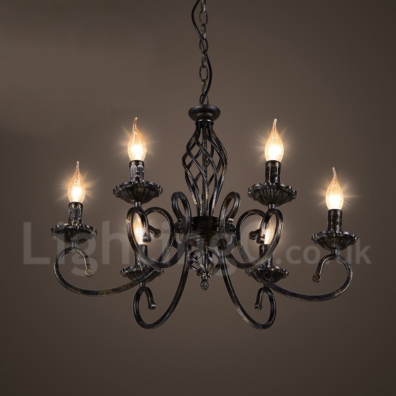 Lampadario a sospensione industriale in acciaio 6 lampadine E24 Ø 60 cm H 40 cm