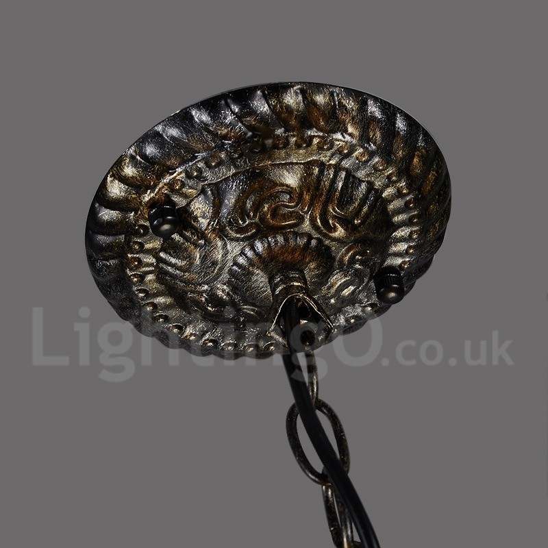 Lampadario a sospensione industriale in acciaio 6 lampadine E24 Ø 60 cm H 40 cm