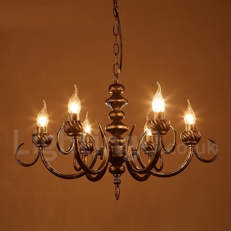Lampadario a sospensione industriale in acciaio 6 lampadine E24 Ø62 cm H38 cm