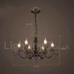 Lampadario a sospensione industriale in acciaio 6 lampadine E24 Ø62 cm H38 cm