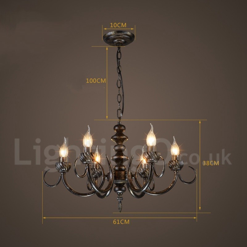 Lampadario a sospensione industriale in acciaio 6 lampadine E24 Ø62 cm H38 cm