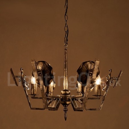 Lampadario a sospensione industriale in acciaio 62 cm 6 luci E24