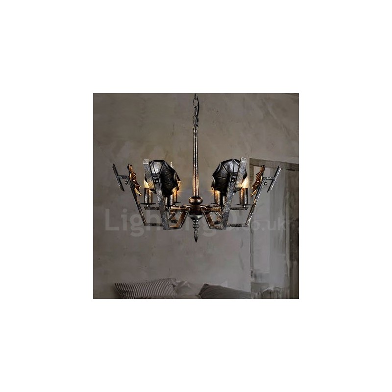 Lampadario a sospensione industriale in acciaio 62 cm 6 luci E24