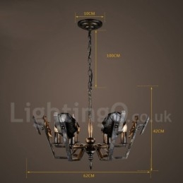 Lampadario a sospensione industriale in acciaio 62 cm 6 luci E24