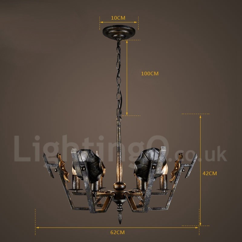 Lampadario a sospensione industriale in acciaio 62 cm 6 luci E24